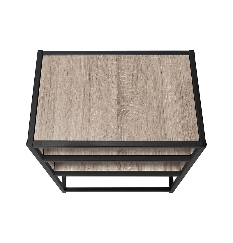 Modern End Table with Two Open Shelves for Display & Storage