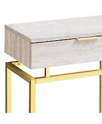Wood and Metal End Table with Drawer – Industrial Style Accent Table for Living Room or Bedroom
