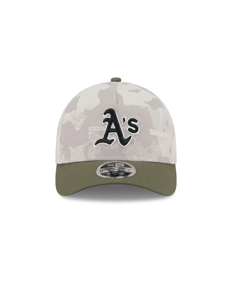 New Era Men's Light Beige/Olive Athletics 2025 Armed Forces Day 9FORTY M-Crown A-Frame Adjustable Hat
