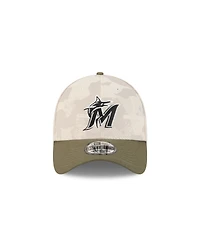 New Era Men's Light Beige/Olive Miami Marlins 2025 Armed Forces Day 39THIRTY Flex Hat