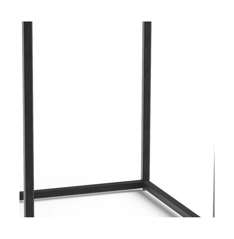 Sturdy Iron and Wood End Table – Square Design for Living Room