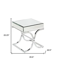 Mirrored Glass Square End Table for Living Room or Bedroom Decor