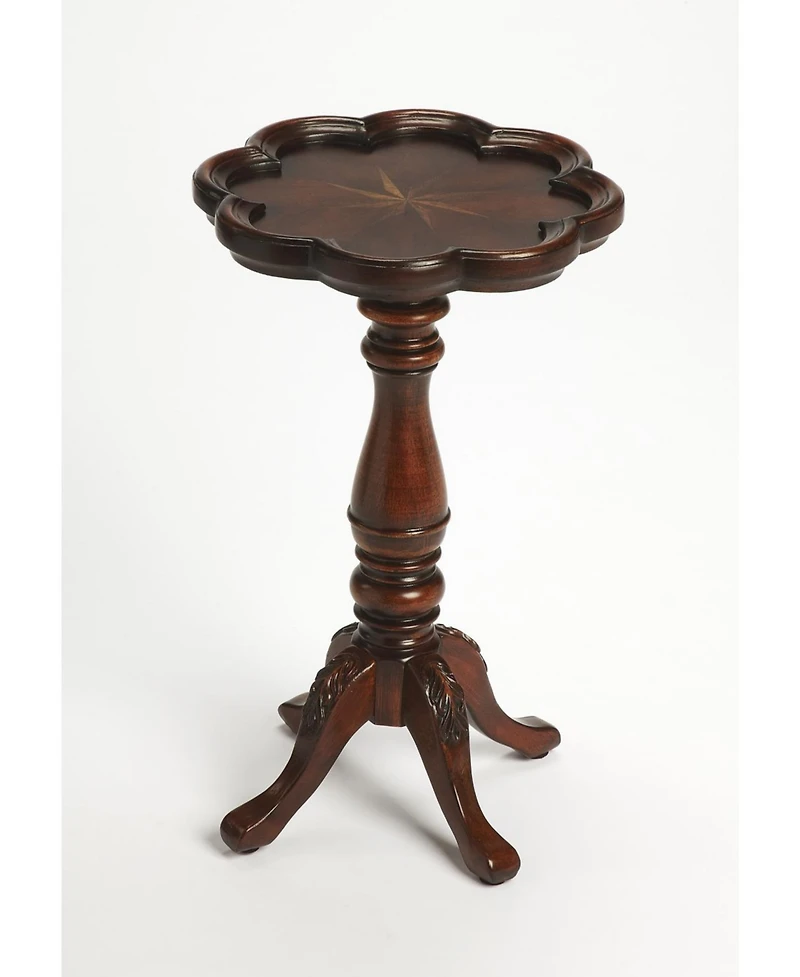 Wood End Table with Floral Top for Living Room or Bedroom