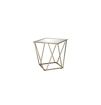 Contemporary Glass and Metal Square Mirrored End Table