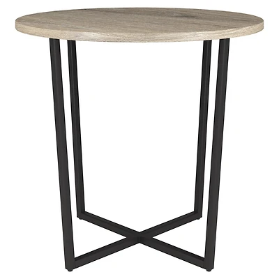 Rustic 20" Round End Table Wood Top with Sturdy Steel Frame