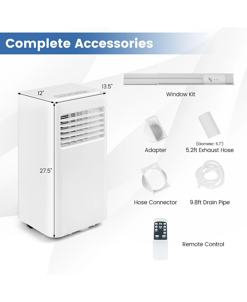 5000 Btu Portable Air Conditioner Cools 250 Sq.Ft