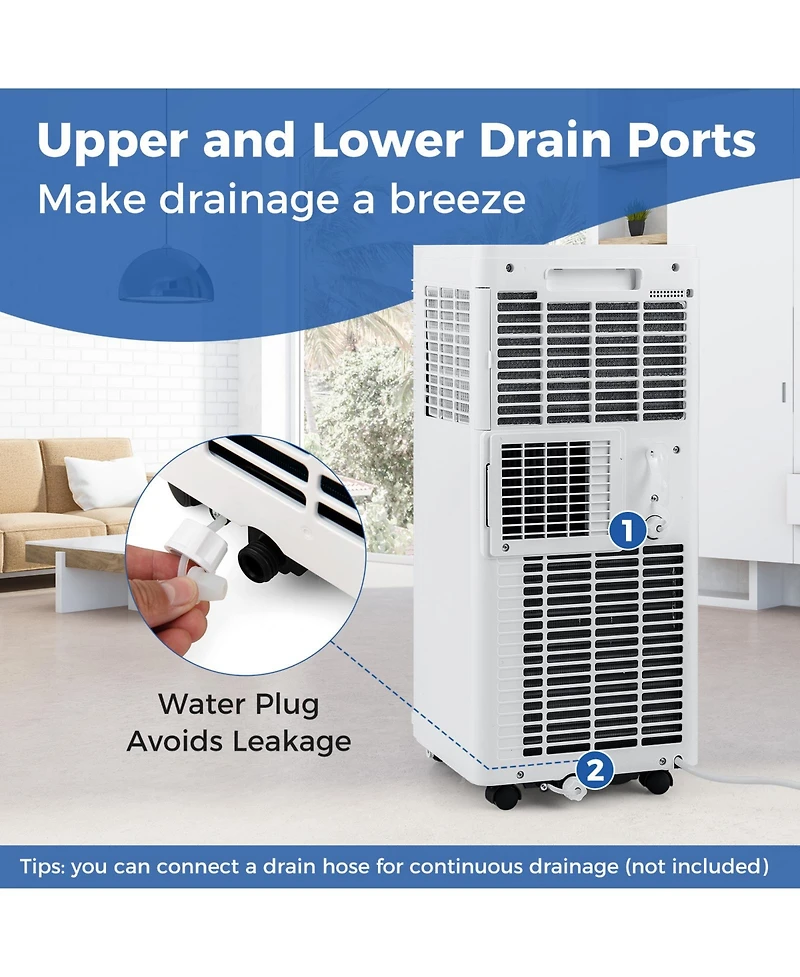 8000 Btu Portable Air Conditioner 3 in 1 Ac Unit with Fan and Dehumidifier