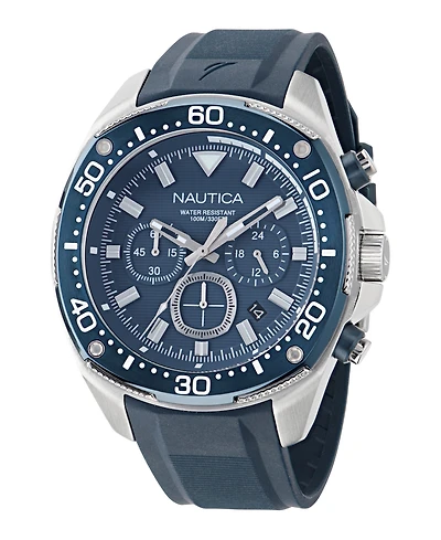 Nautica Men's Chronograph Blue Silicone Watch, 46mm