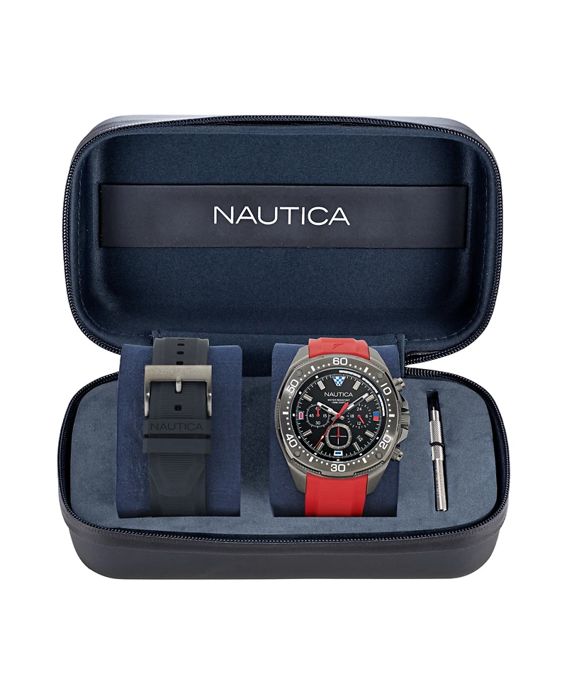 Nautica Men's Chronograph Multi Silicone Watch Set, 46mm