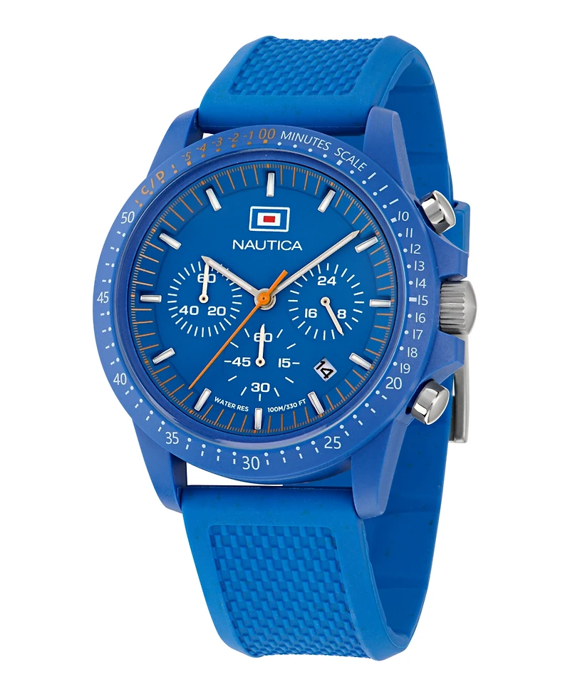 Nautica Men's Multifunction or Date Blue Polyurethane Watch, 43mm