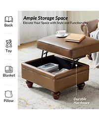 Sabina Transitional 27" Wide Ottoman with Solid Wood Legs