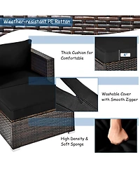 Gymax 6PCS Patio Conversation Set Rattan Sectional Furniture Set w/ Cushions