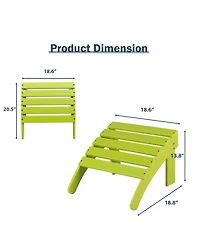 Aoodor Outdoor Adirondack Ottoman, Hdpe Adirondack Chair Ottoman, Outdoor Patio Weather Resistant for Patio, Porch, Backyard, Garden, Lawn, Deck