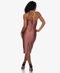 Juniors' Ruched Halter Midi Dress