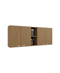 Olimpo 150 Wall Double Door Cabinet,Two External Shelves, Two Interior Shelves, Natural Oak