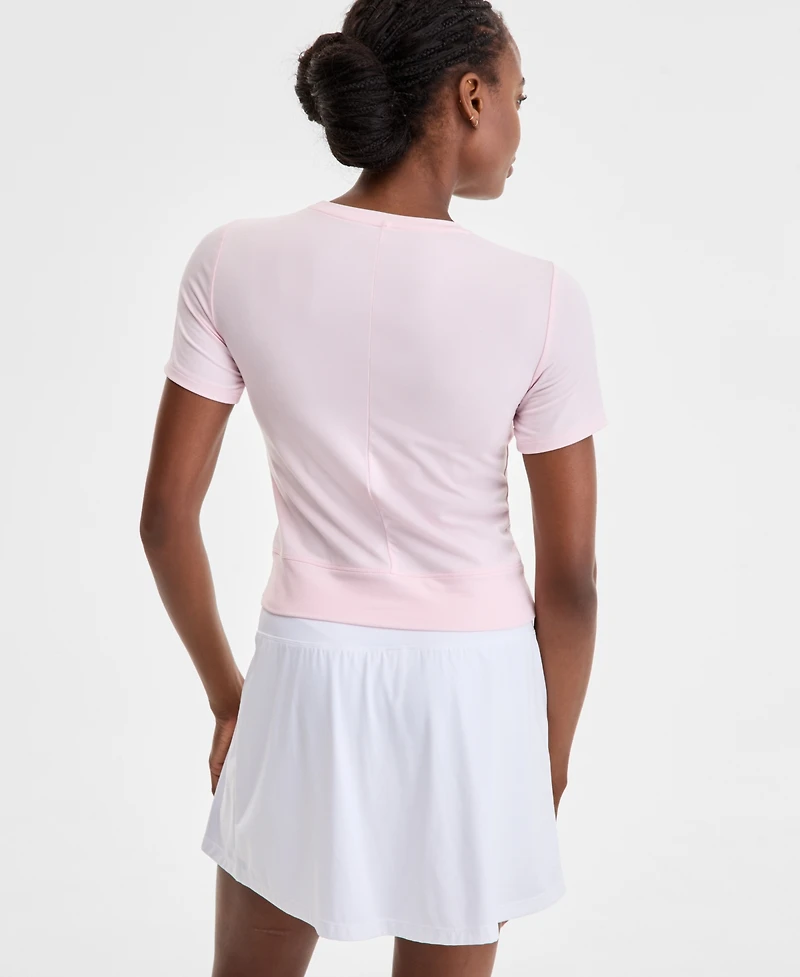 Id Ideology Women's Overlap Cropped Crewneck T-Shirt, Exclusively at Macy's
