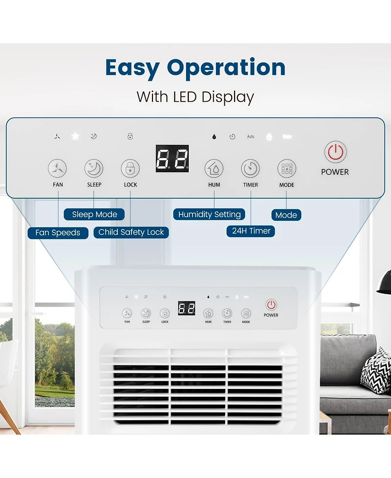 32 Pints/Day Portable Quiet Dehumidifier for Rooms up to 2500 Sq. Ft
