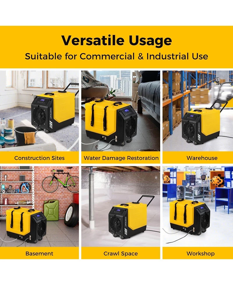 190 Ppd Commercial Dehumidifier with Pump and 2 Wheels