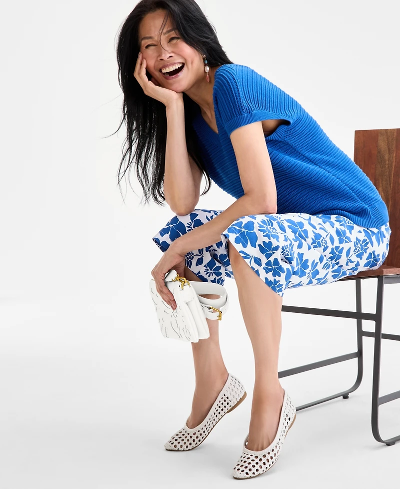 Style & Co Women's Cotton Rib-Knit Dolman-Sleeve Sweater, Exclusively at Macy's