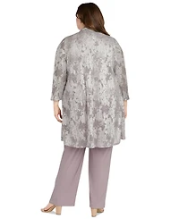R & M Richards Plus 3-Pc. Embellished Jacket, Necklace Top Pant Set