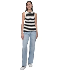 Dkny Jeans Women's Ribbed Striped Crewneck Tank Top