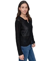Dkny Jeans Women's Baby Chenille Open-Stitch Long-Sleeve Cardigan