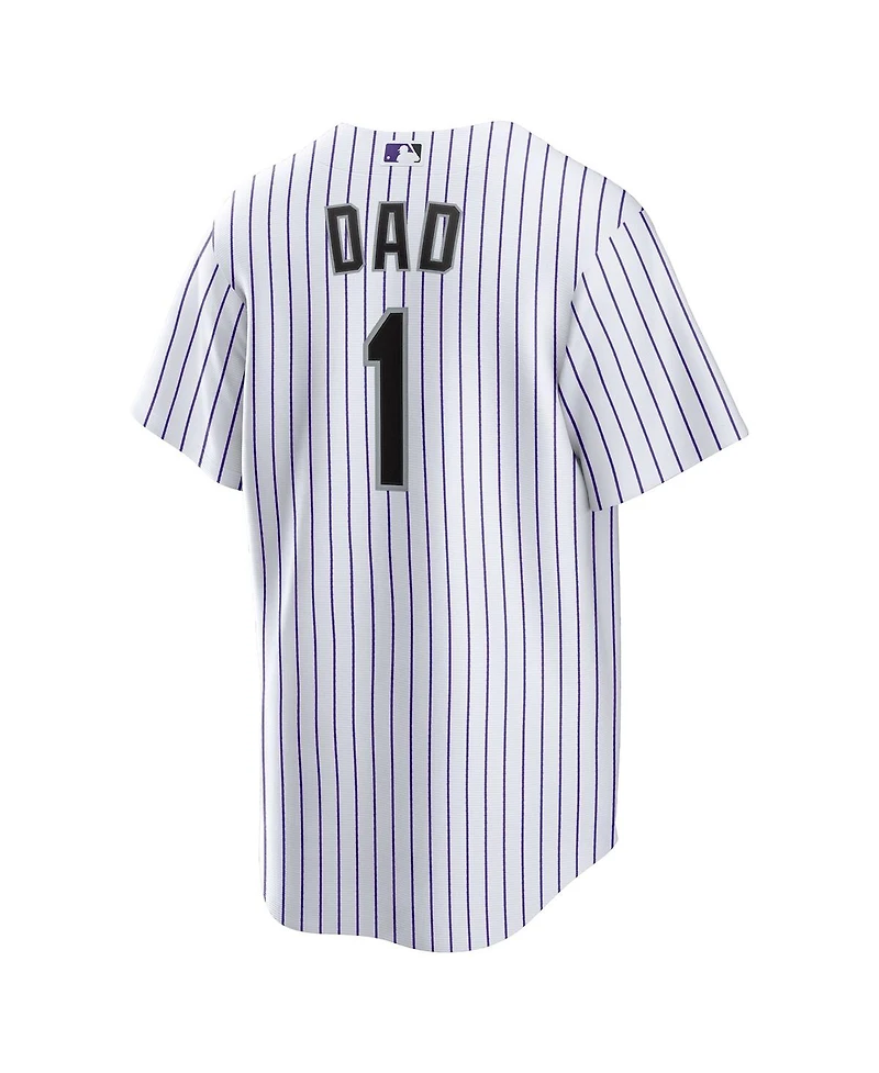 Nike Men's White Colorado Rockies 1 Dad Home Replica Jersey