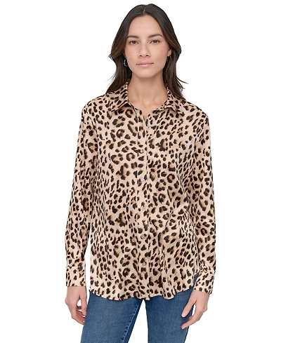 Dkny Jeans Women's Classic-Fit Button-Front Long-Sleeve Blouse - L3Z