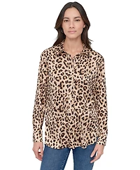 Dkny Jeans Women's Classic-Fit Button-Front Long-Sleeve Blouse - L3Z