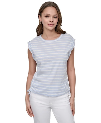 Dkny Jeans Women's Side-Tie Ruched Sleeveless T-Shirt