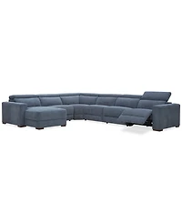 Nevio -Pc. Fabric Power Headrest Sectional with 1 Motion Chair