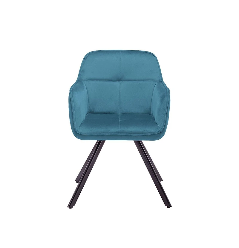 Velvet Arm Chair with Sturdy Metal Base for Dining Table or Accent Seating