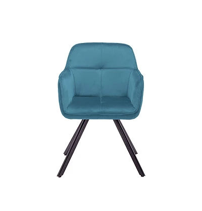 Velvet Arm Chair with Sturdy Metal Base for Dining Table or Accent Seating