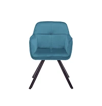 Velvet Arm Chair with Sturdy Metal Base for Dining Table or Accent Seating