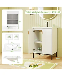 24 Inch Bathroom Vanity with Sink Combo and Adjustable Shelf