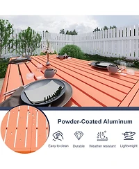 Aoodor 3-Piece Outdoor Patio Dining Set, Aluminum Furniture Set with 1 Rectangular Picnic Table and 2 Benches for Garden, Lawn, Yard