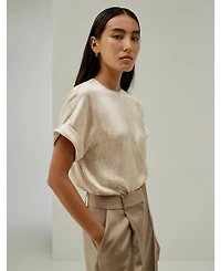 Lilysilk Women's Print Pearl Satin Silk T-Shirt Top