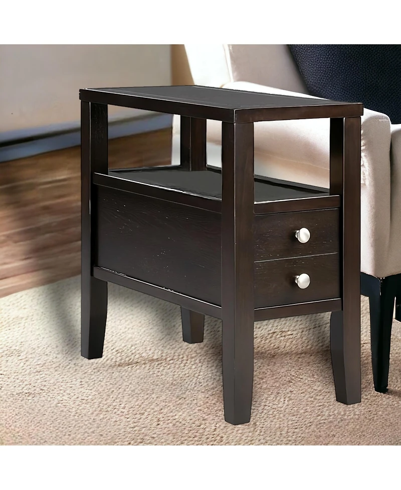 End Table with Two Drawers for Living Room or Bedroom Storage