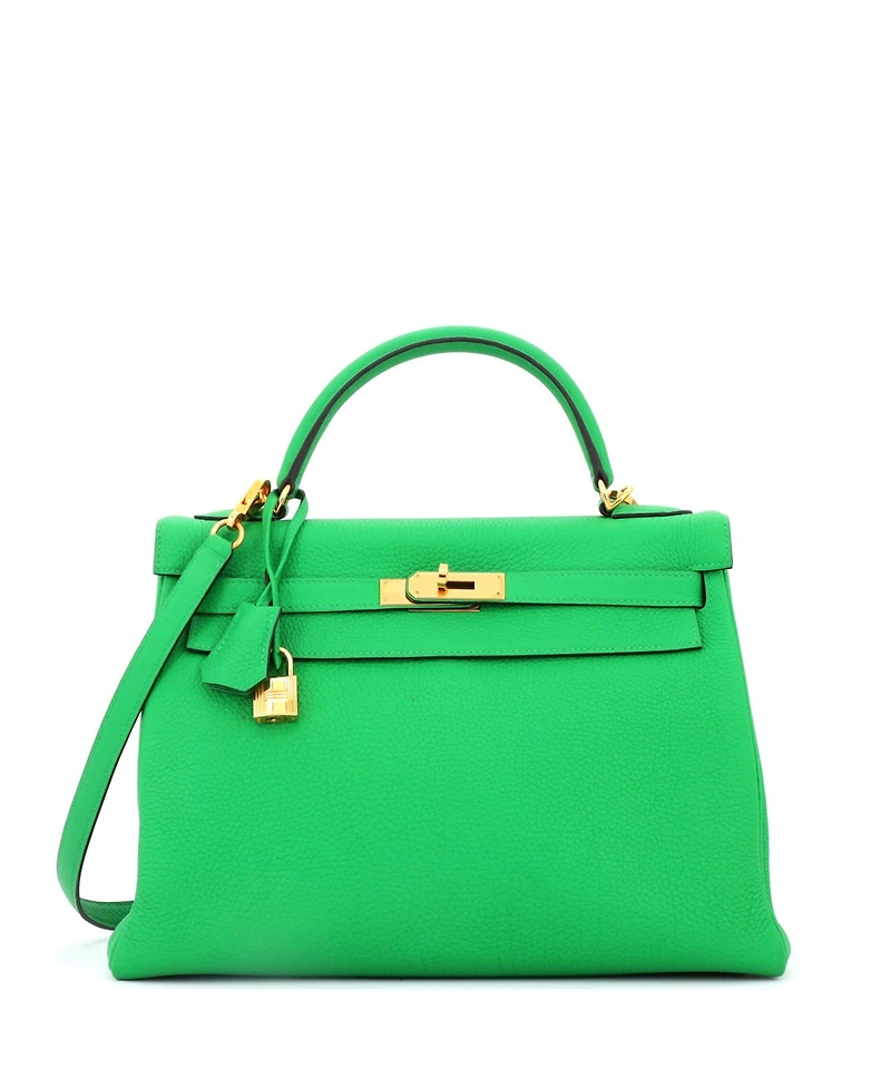 Pre-Owned Hermes Kelly 32 Handbag Togo with Gold Hardware