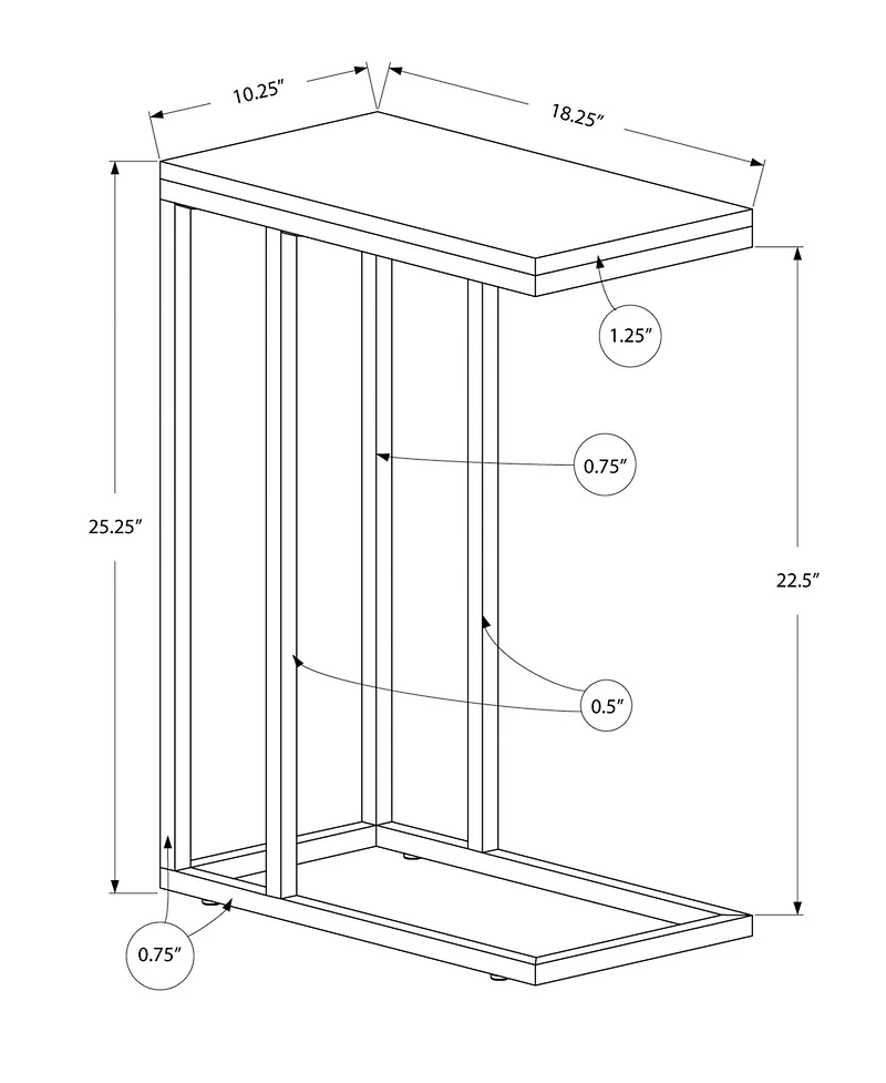 Compact Mdf and Metal End Table for Living Room or Bedroom