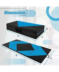 8 Feet Pu Leather Folding Gymnastics Mat with Hook and Loop Fasteners