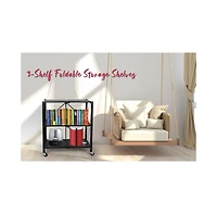 Heavy Duty Adjustable Kitchen Shelving Unit, Wire Storage Shelves with Wheels, Pantry Organizer Rack Rolling Metal Shelf for Garage Closet Laundry