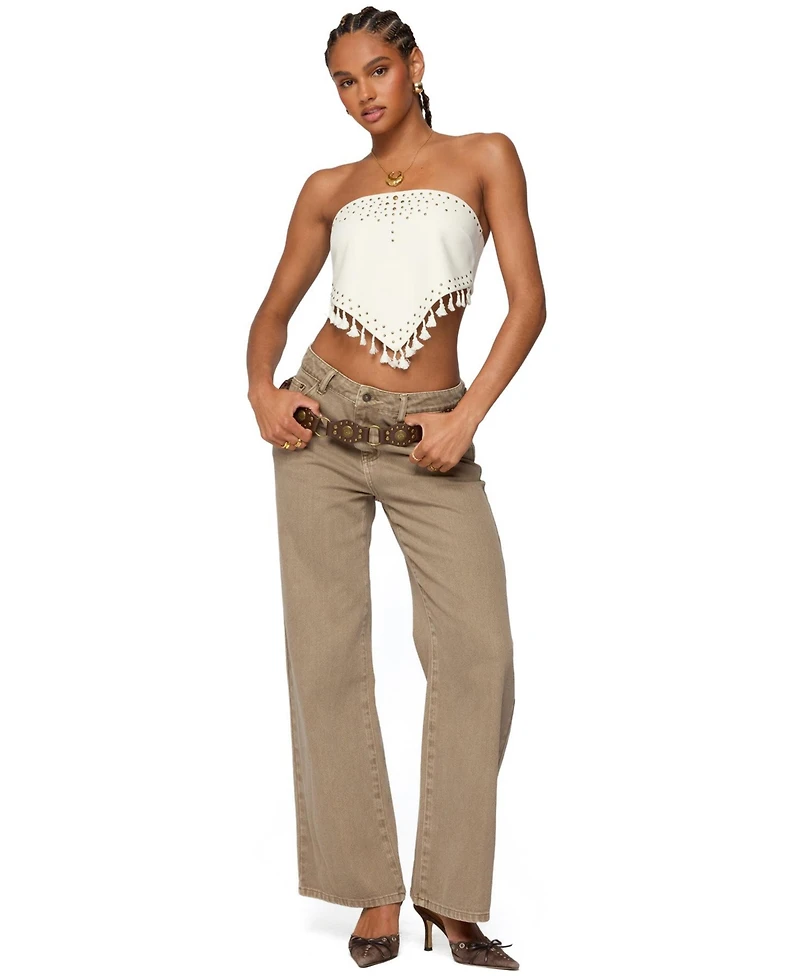 Edikted Women's Stud & Tassel Handkerchief Top