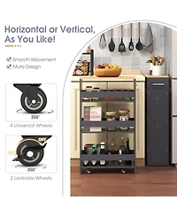 4-Tier Rolling Storage Cart Slim Kitchen Cart on Wheels with Open Shelves and Handle