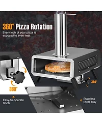 Outdoor Pizza Oven Portable Wood Pellet Pizza Stove with 12 Inch Round Rotatable Pizza Stone