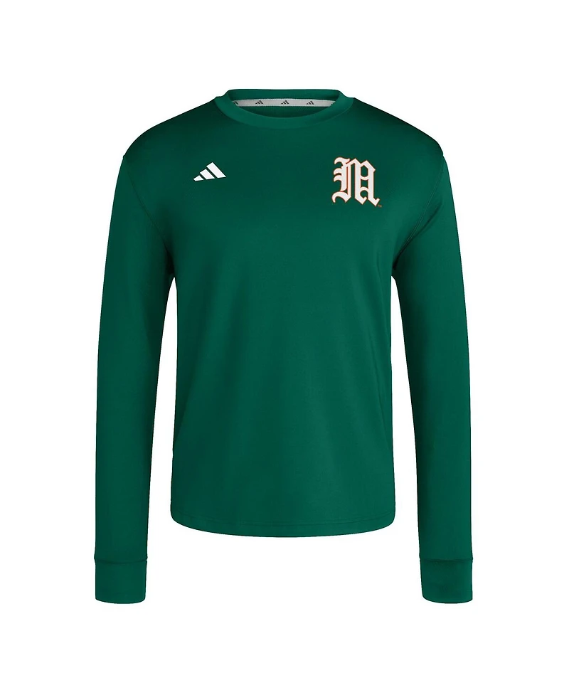 Adidas Men's Green Miami Hurricanes Dugout Pullover Sweatshirt