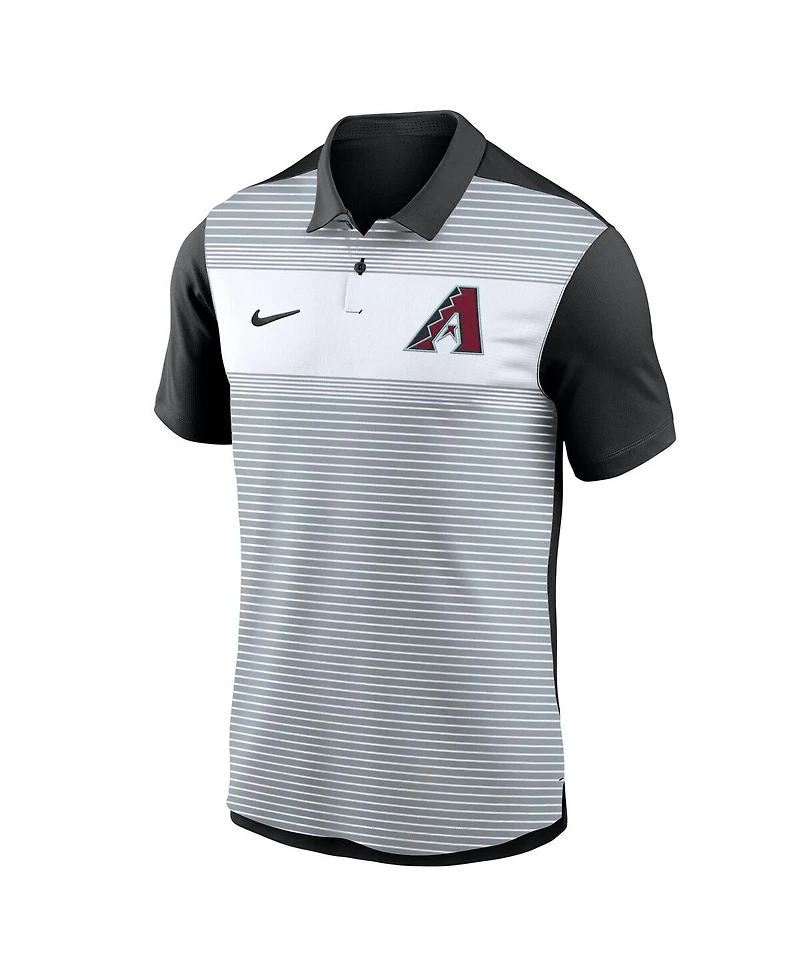 Nike Men's White/Black Arizona Diamondbacks Vapor Striped Performance Polo Shirt
