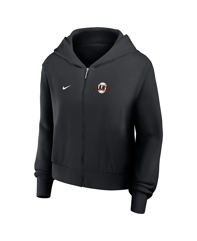 Nike Women's Black San Francisco Giants Cropped Chill Full-Zip Hoodie Jacket