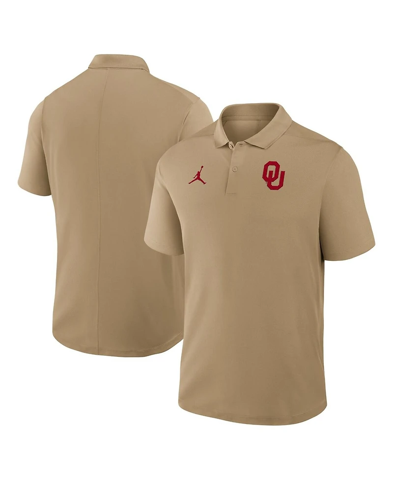 Jordan Men's Tan Oklahoma Sooners Primetime Victory Primary Logo Performance Polo Shirt
