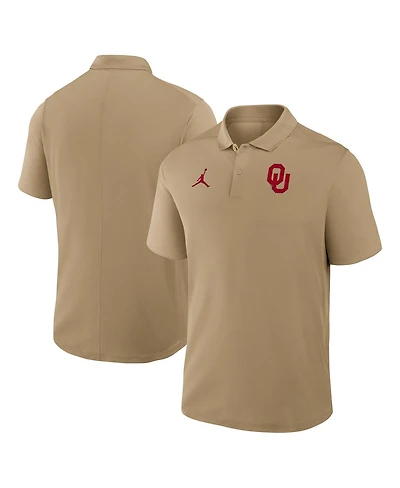 Jordan Men's Tan Oklahoma Sooners Primetime Victory Primary Logo Performance Polo Shirt